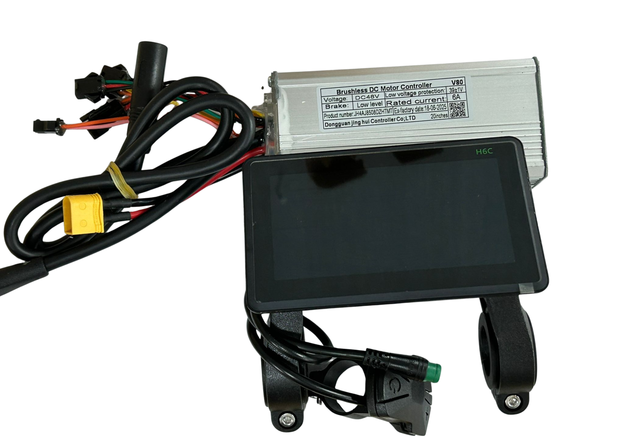 Opvoerpakket 50 km/h - Qmwheel V20 / S20 - Rode motorkabel - H6C Display en Achterlicht met 2 stekkers + Trapsensor