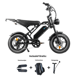 V20 Mini Fatbike – Kinderfatbike met Hydraulische Remmen & Gashendel - Zwart - Stoer, Veilig en Straatlegaal!