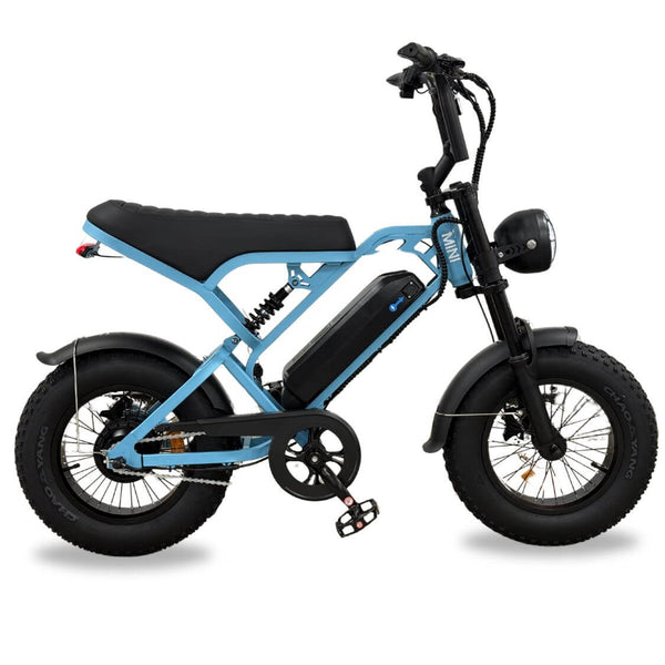 V20 Mini Fatbike – Kinderfatbike met Hydraulische Remmen & Gashendel - Blauw - Stoer, Veilig en Straatlegaal!