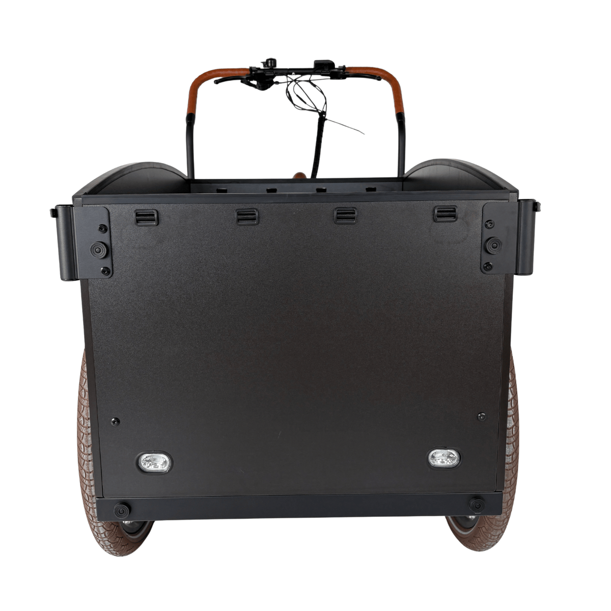 Vogue Caddy - Elektrische Bakfiets - Mat Zwart - Bruine Accenten - Accu 468Wh (36V, 13Ah) - Bafang Achterwielmotor - Shimano 7 Versnellingen - Hydraulische Remmen