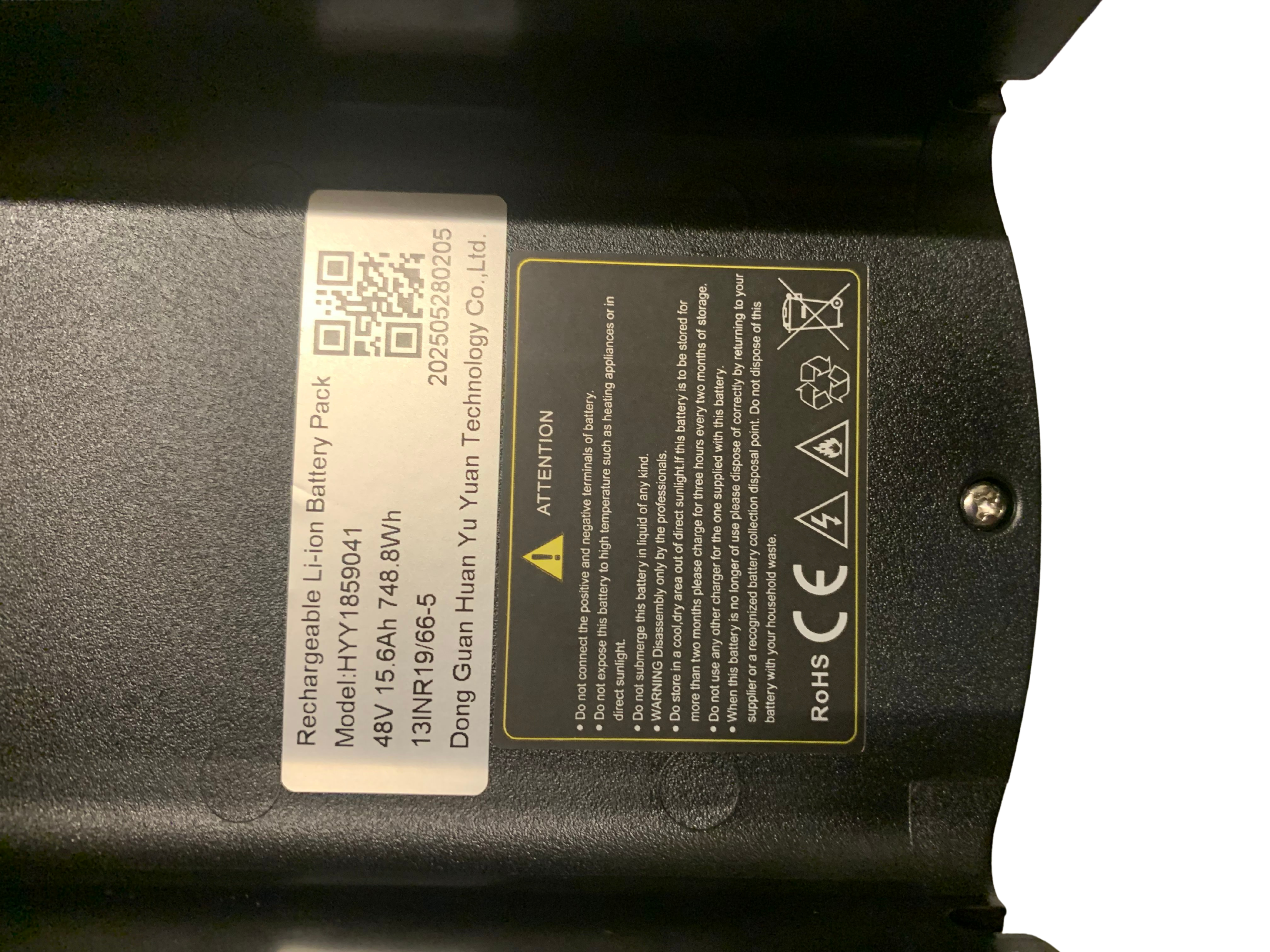 QMWheel V20 Accu - Fatbike Accu - DC Poort 1-Polig - 48V - 15Ah