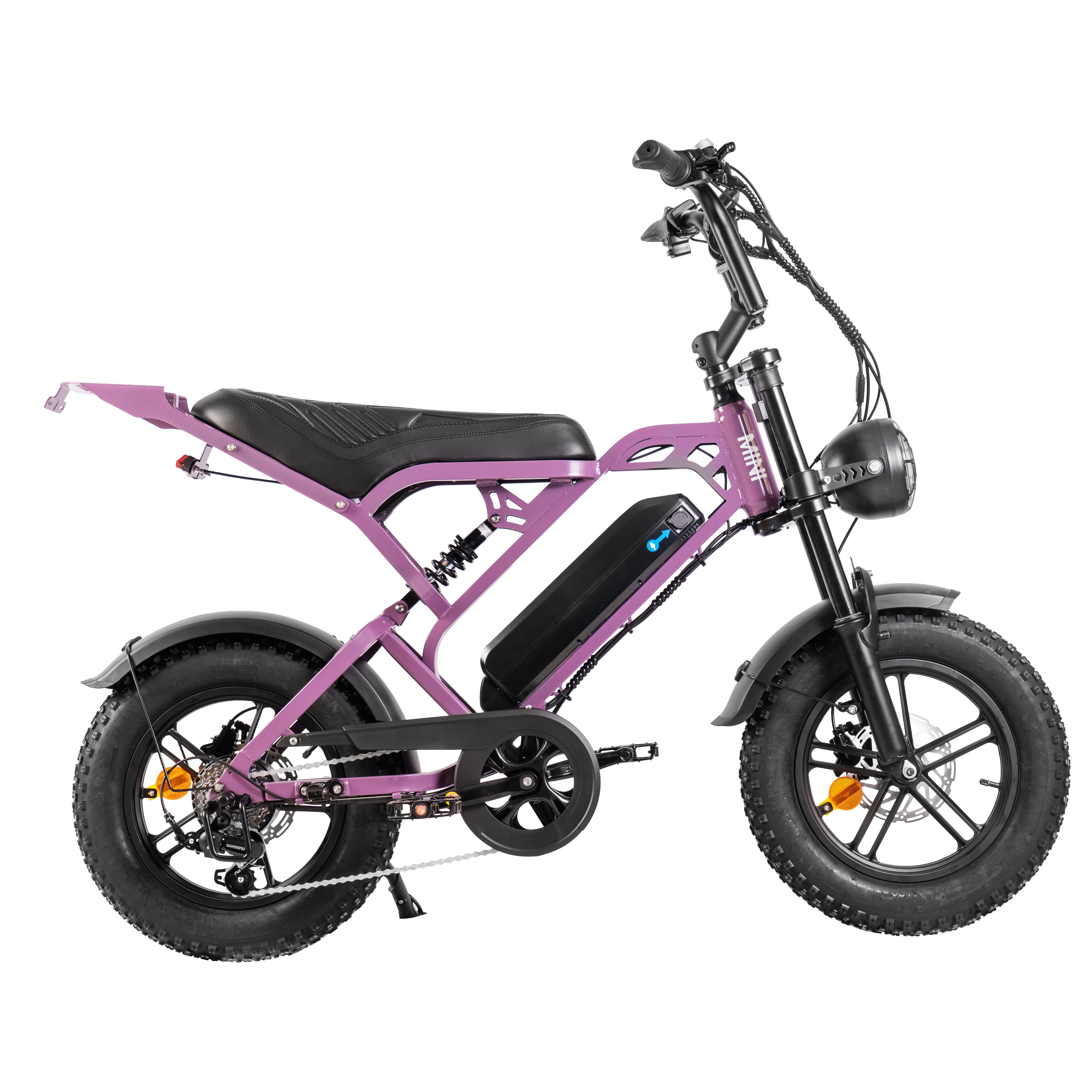 V20 Mini Fatbike – Kinderfatbike met Hydraulische Remmen & Gashendel - Paars - Stoer, Veilig en Straatlegaal!