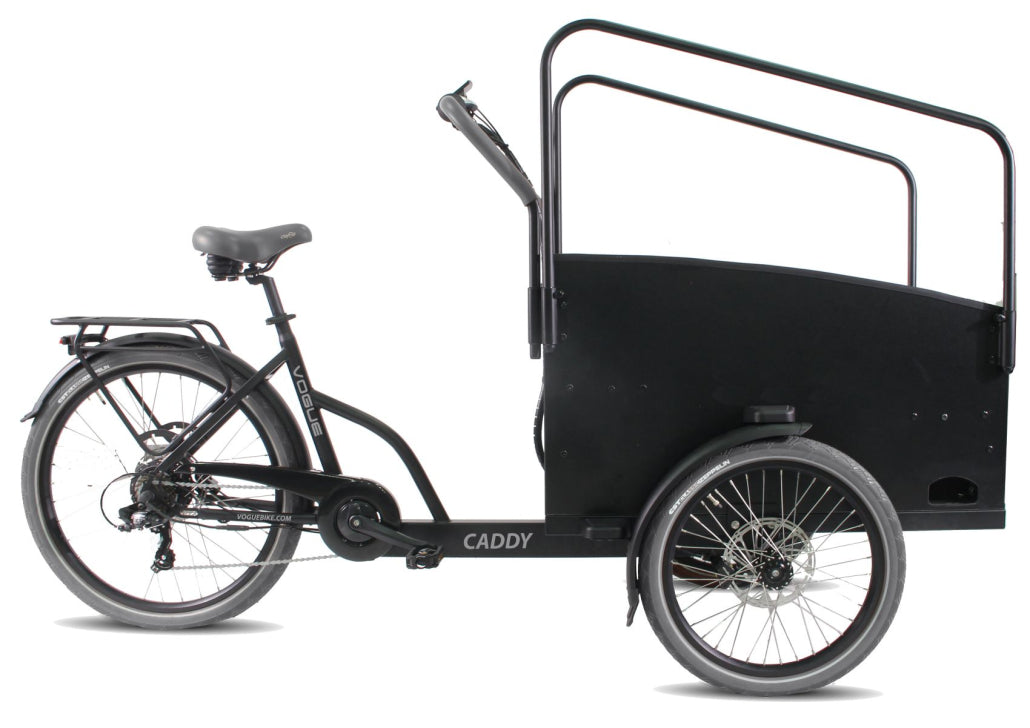Vogue Caddy - Elektrische Bakfiets - Mat Zwart - Grijze Accenten - Accu 468Wh (36V, 13Ah) - Bafang Achterwielmotor - Shimano 7 Versnellingen - Hydraulische Remmen