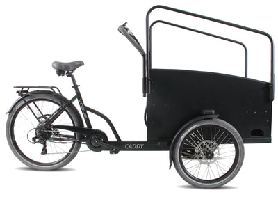 Vogue Caddy - Elektrische Bakfiets - Mat Zwart - Grijze Accenten - Accu 468Wh (36V, 13Ah) - Bafang Achterwielmotor - Shimano 7 Versnellingen - Hydraulische Remmen