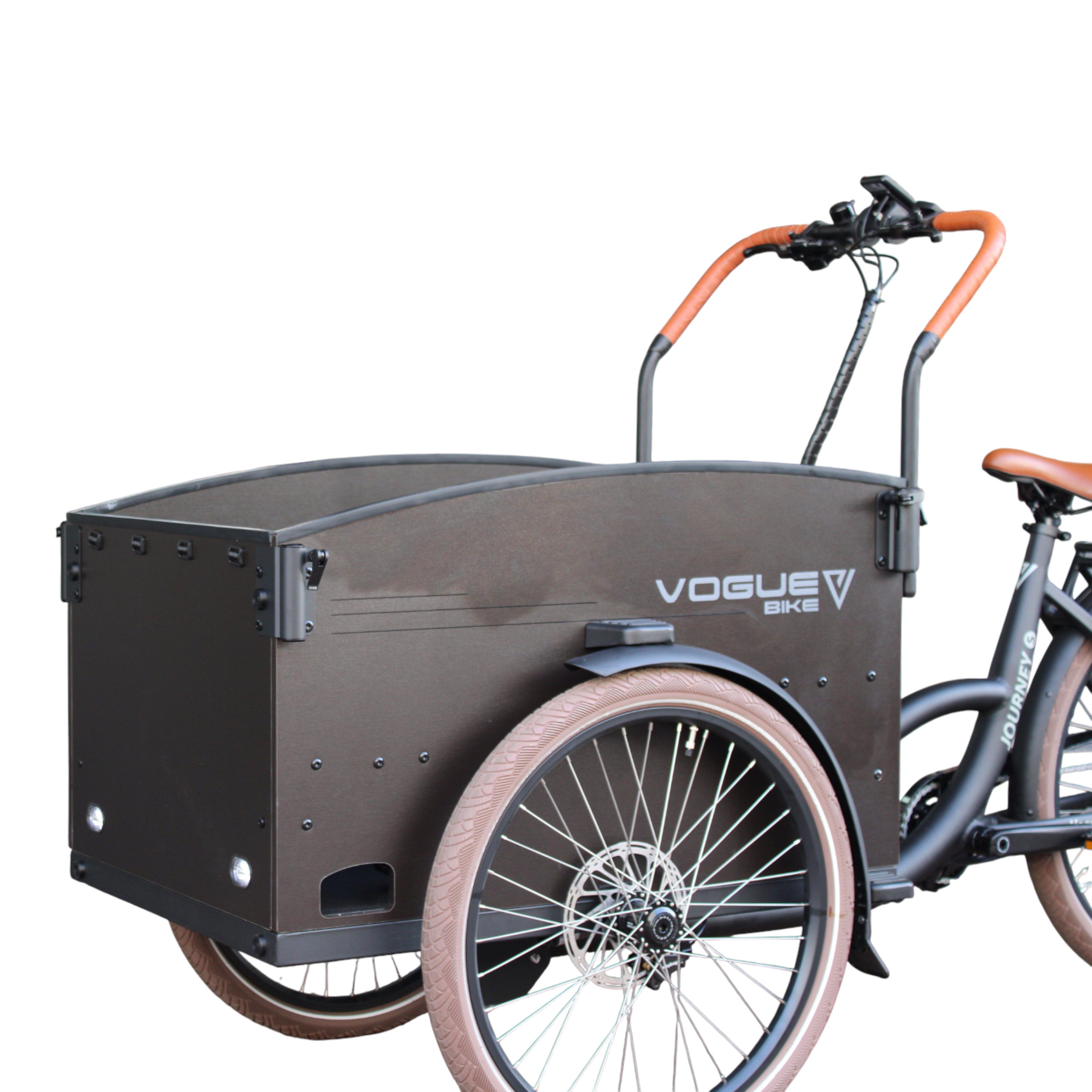 Vogue Journey S - Mat Zwart met Bruine Accenten - Elektrische bakfiets