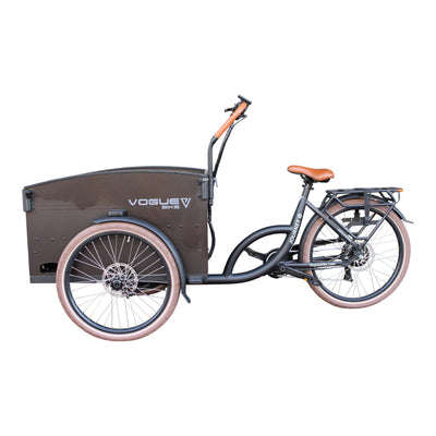 Vogue Journey S - Mat Zwart met Bruine Accenten - Elektrische bakfiets
