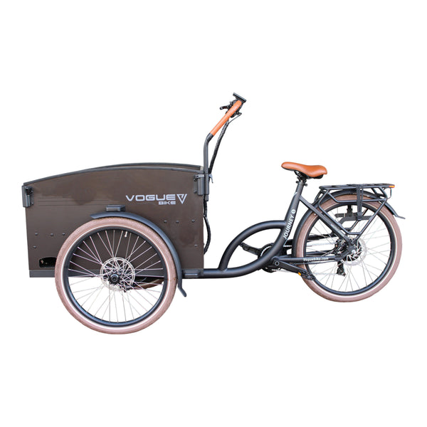 Vogue Journey S - Mat Zwart met Bruine Accenten - Elektrische bakfiets