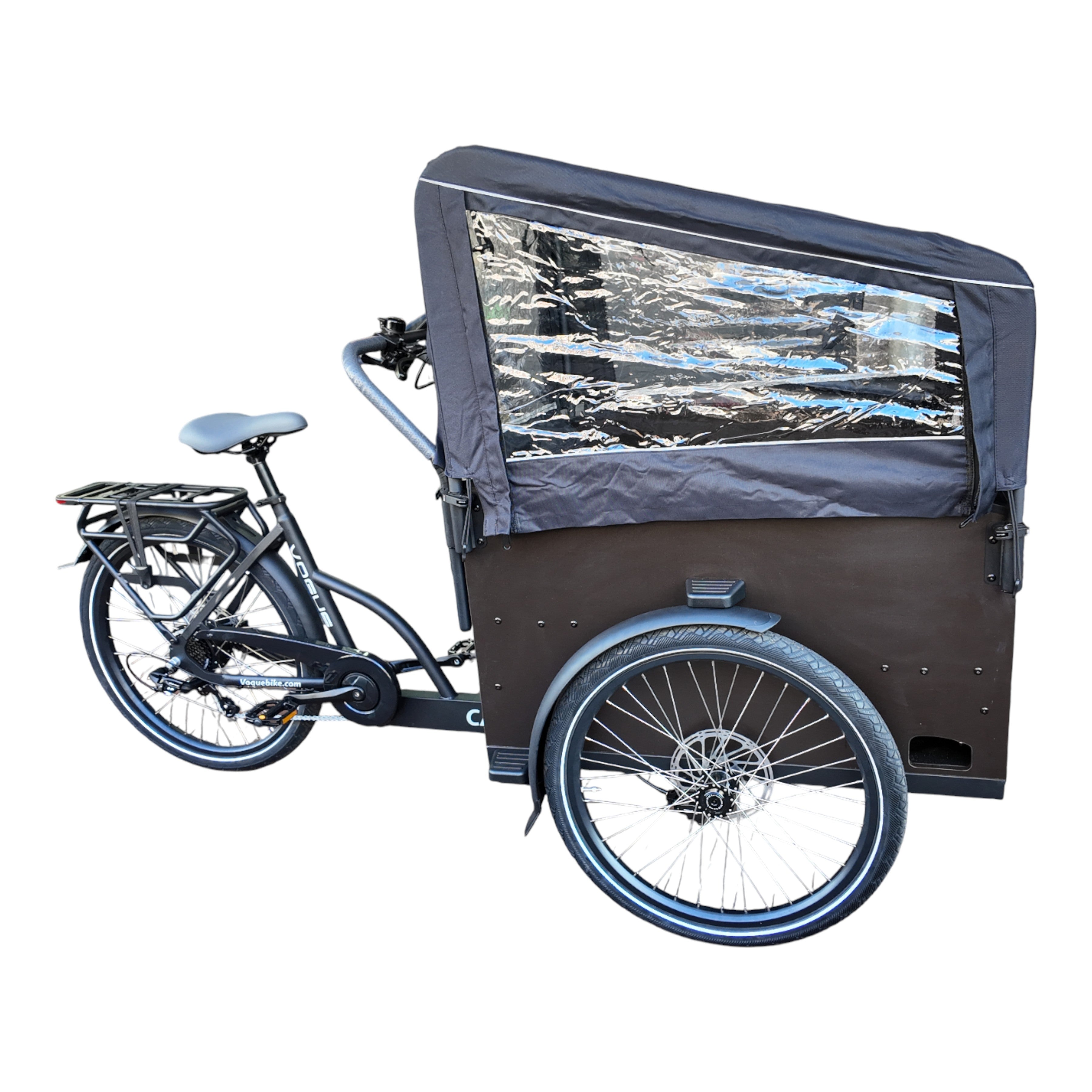 Vogue Caddy - Elektrische Bakfiets - Mat Zwart - Grijze Accenten - Accu 468Wh (36V, 13Ah) - Bafang Achterwielmotor - Shimano 7 Versnellingen - Hydraulische Remmen