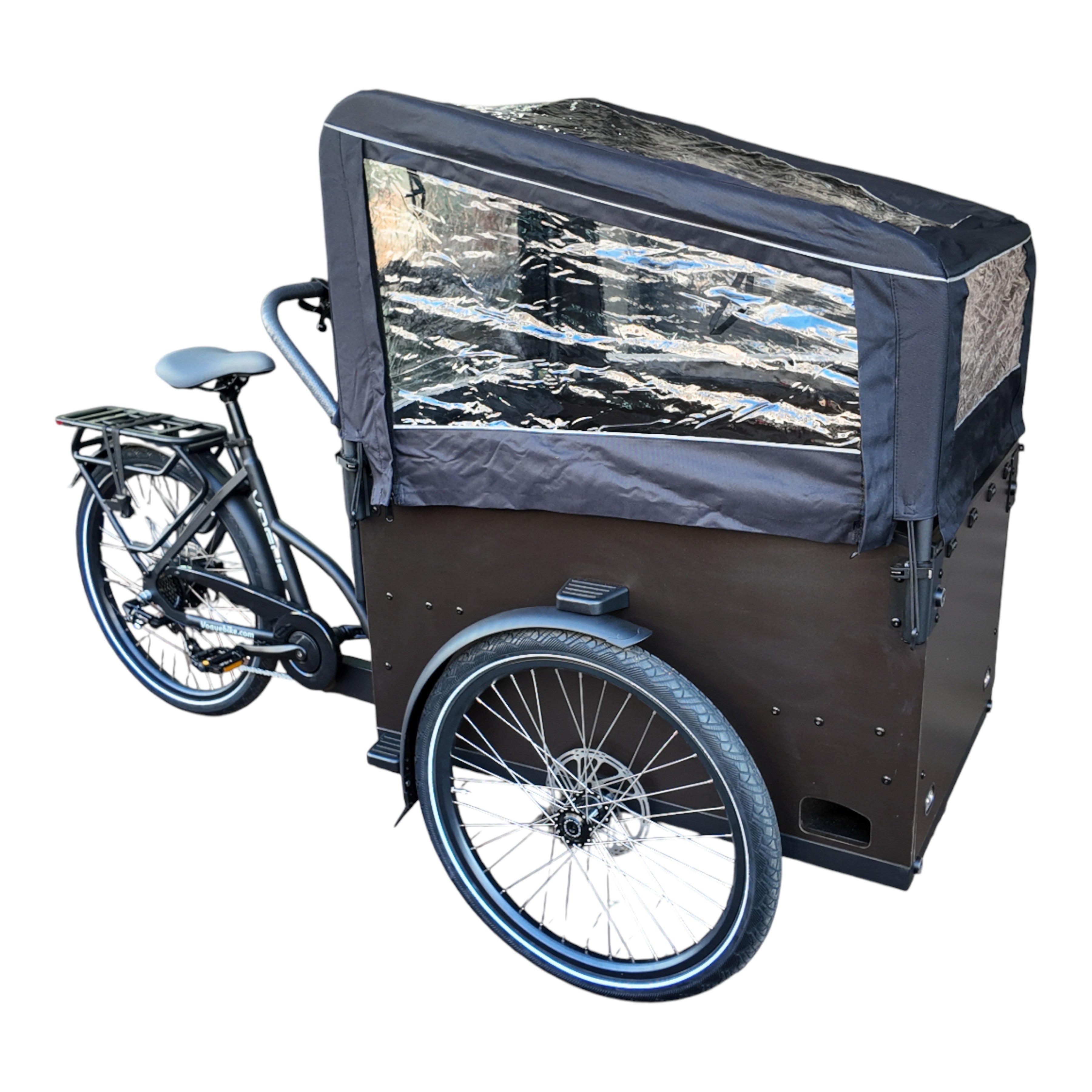 Vogue Caddy - Elektrische Bakfiets - Mat Zwart - Grijze Accenten - Accu 468Wh (36V, 13Ah) - Bafang Achterwielmotor - Shimano 7 Versnellingen - Hydraulische Remmen