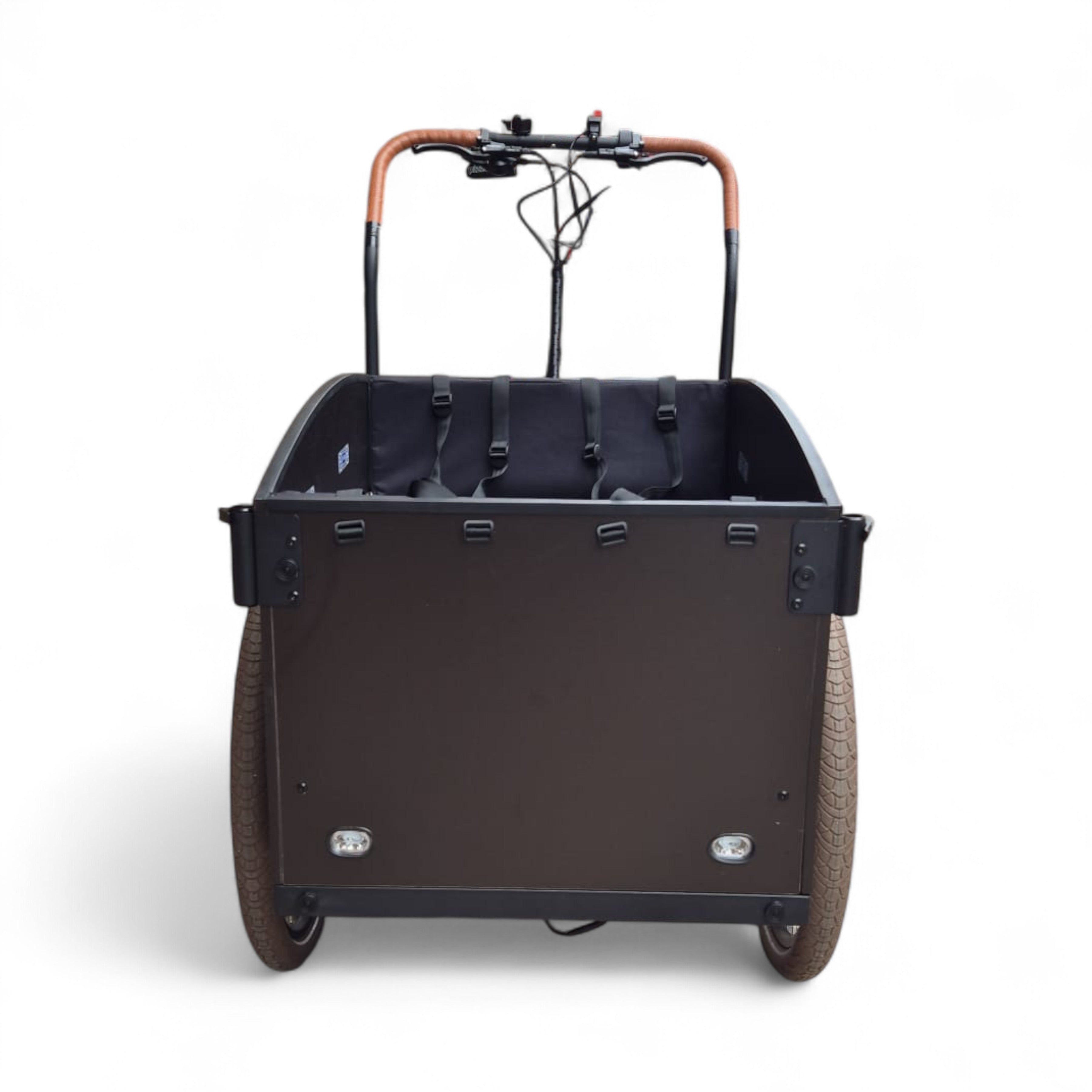 Vogue Journey S - Mat Zwart met Bruine Accenten - Elektrische bakfiets