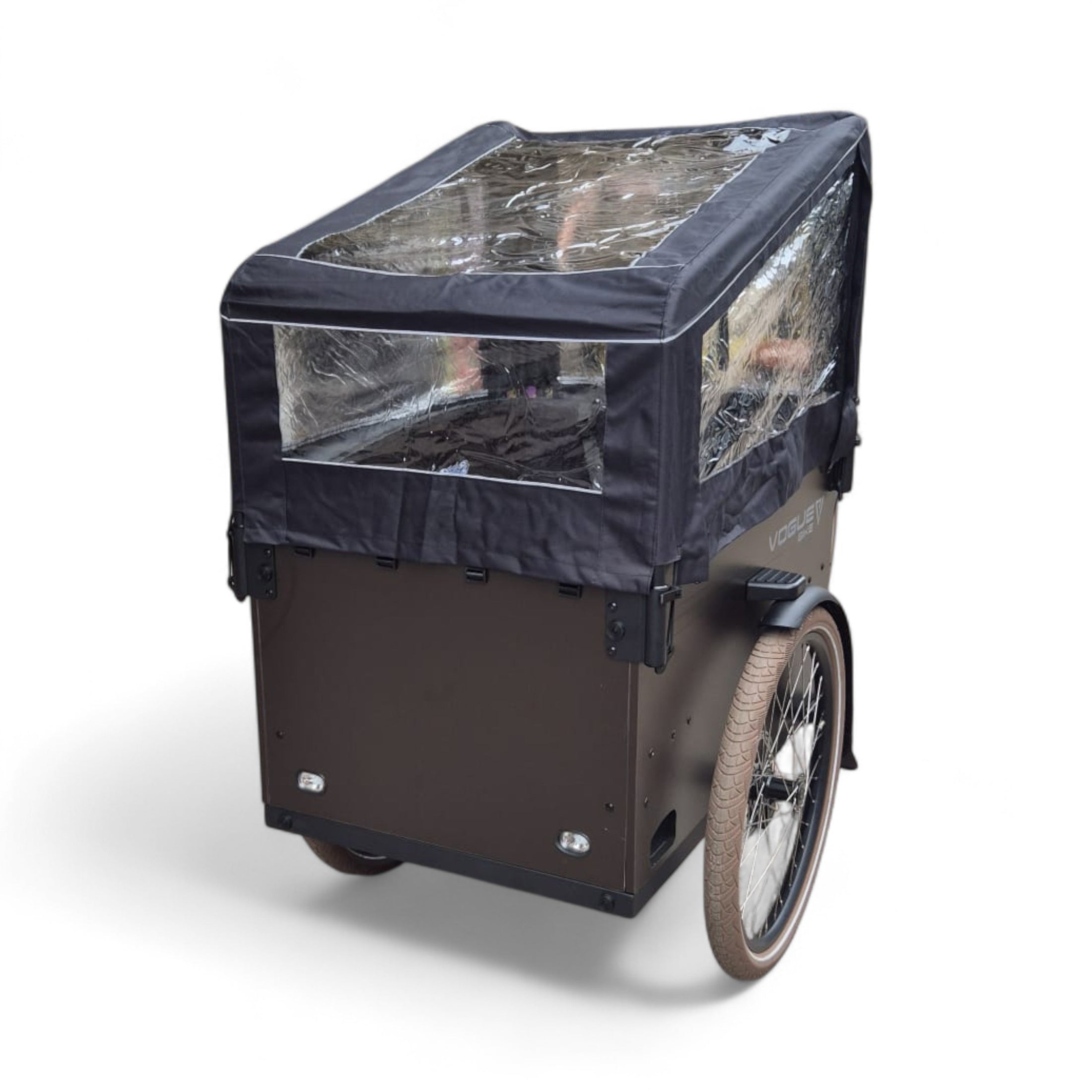 Vogue Journey Plus - Mat Zwart Bruine Accenten - Elektrische bakfiets