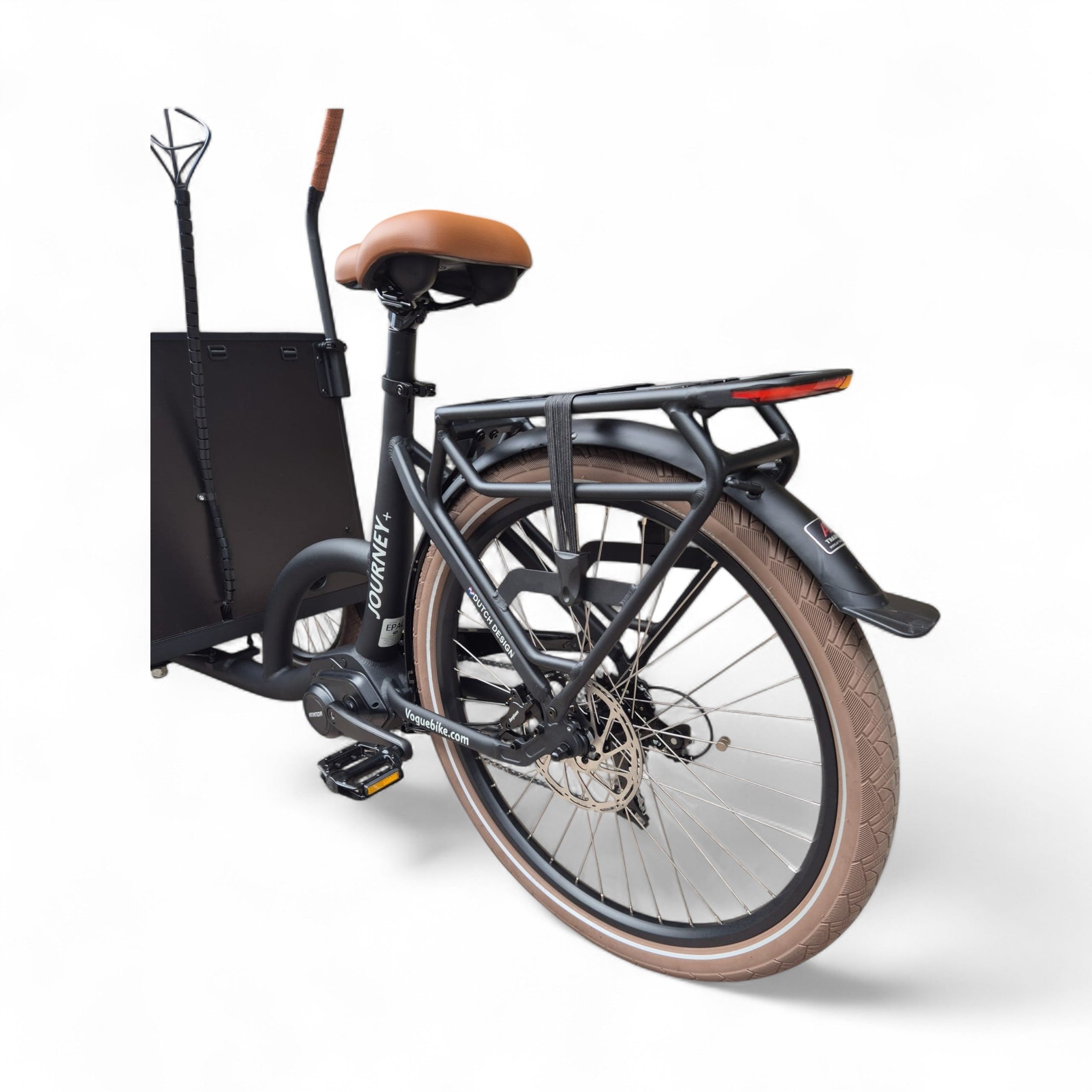 Vogue Journey Plus - Mat Zwart Bruine Accenten - Elektrische bakfiets