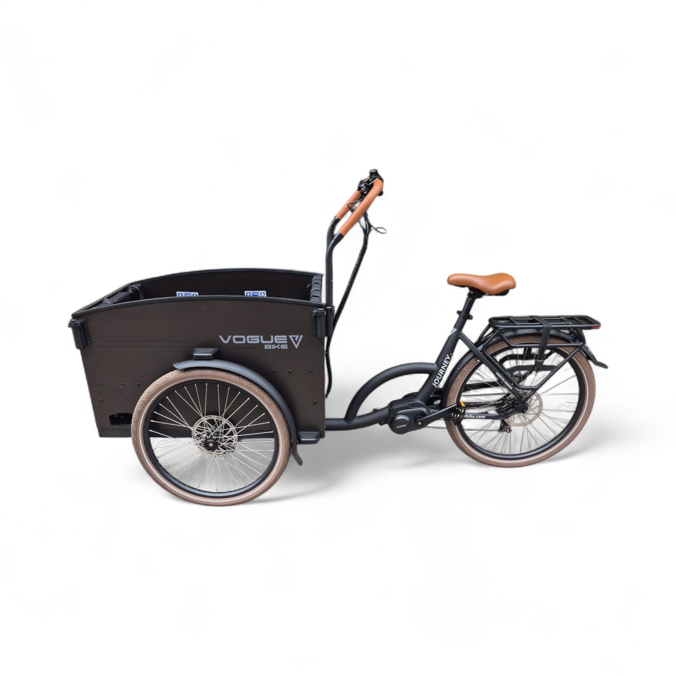 Vogue Journey Plus - Mat Zwart Bruine Accenten - Elektrische bakfiets