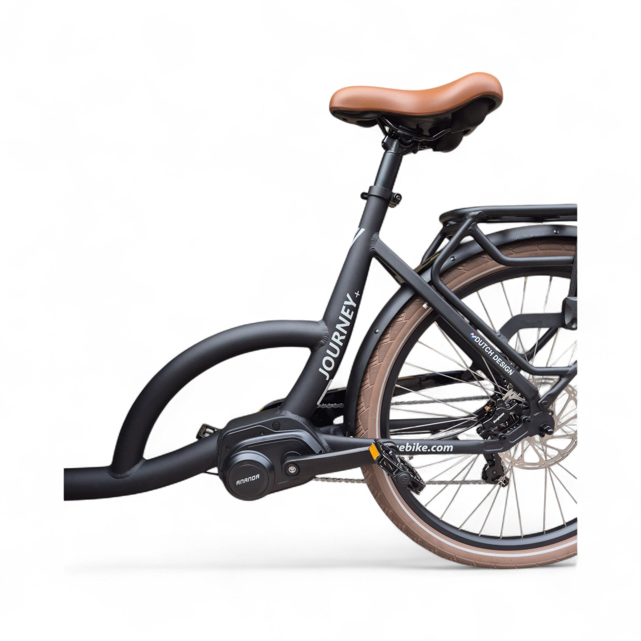 Vogue Journey Plus - Mat Zwart Bruine Accenten - Elektrische bakfiets